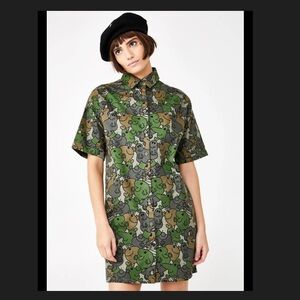 NWT MR MEN LITTLE MISS X LAZY OAF CAMO SHIRT DRESS